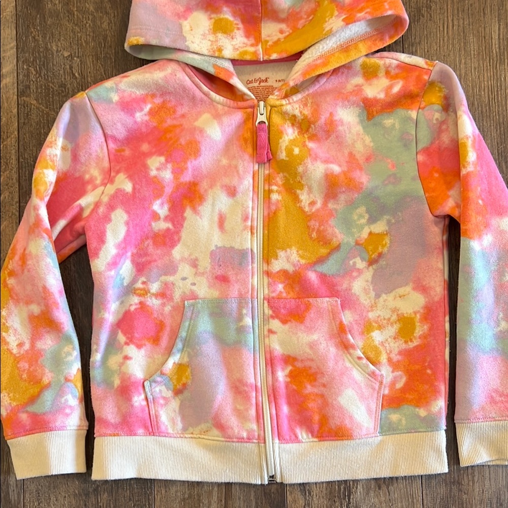 Cat & Jack Pink and Orange Tie-Dye Hoodie - Picture 2 of 8